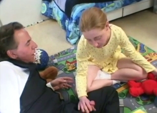 Slow-looking teen molested by her dad