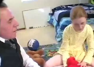 Slow-looking teen molested by her dad