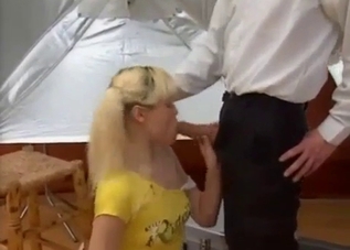 Blonde in yellow molested by her father